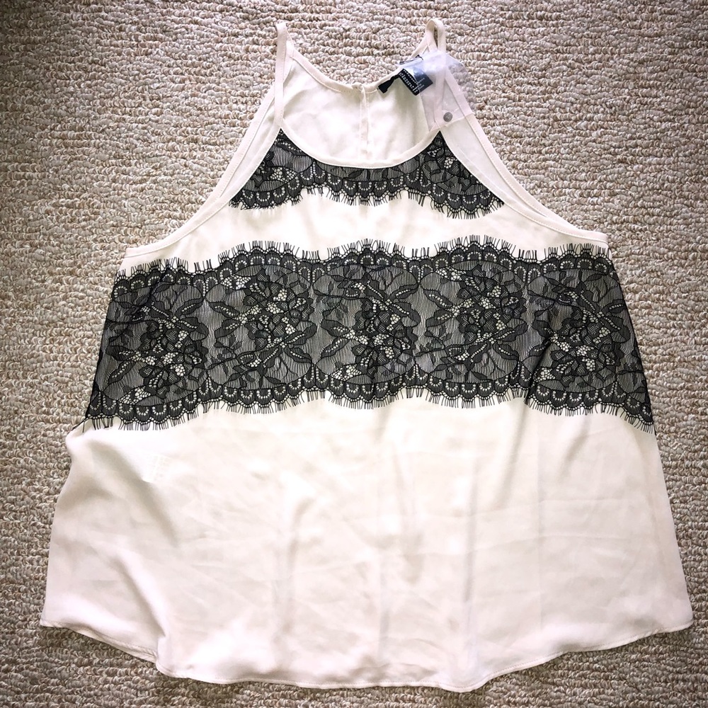 NWOT Forever 21 Cream Tank with Lace Detail